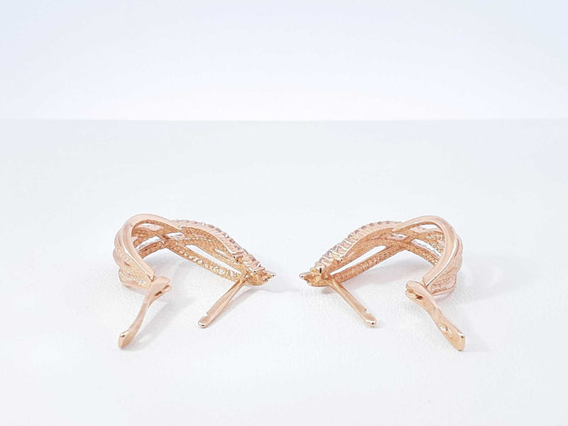 14k Rose Gold & Cubic Zirconia Crossover Leverback Earrings 4.5 Gram Fw0924lerdu