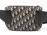 Christian Dior Saddle Belt Bag In Oblique Jacquard & Black Leather Fw1026wxzdu