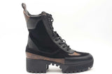 Louis Vuitton Monogram Canvas & Suede Laureate Platform Boots Sz 37.5 Eb326ocrsa