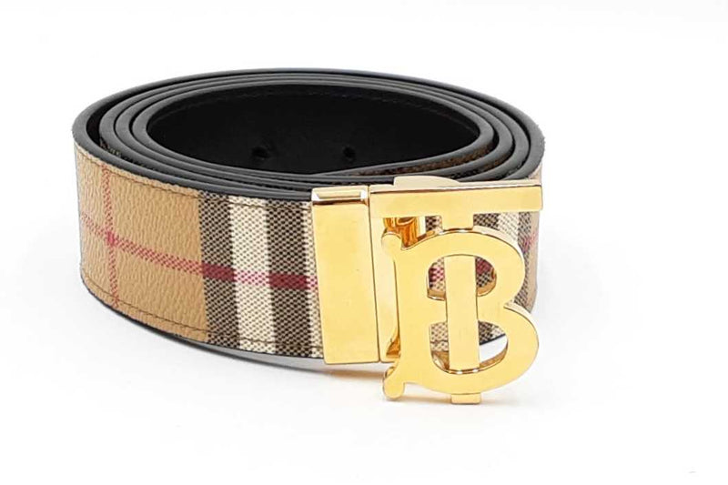 Burberry Check Reversible Belt With Gold Tone Tb Buckle Eb0924lrxdu