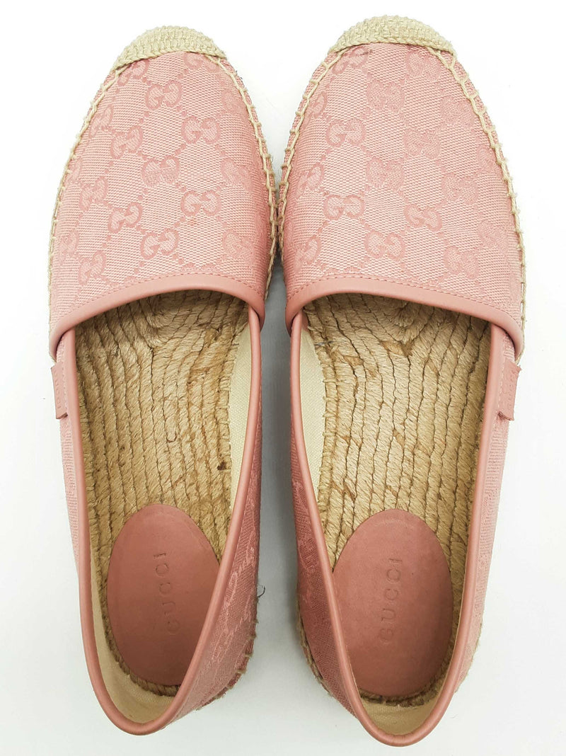 Gucci 466902 Gg Pink Canvas Espadrilles Slip On Shoes Size Eu 38.5 W Do0525rxde