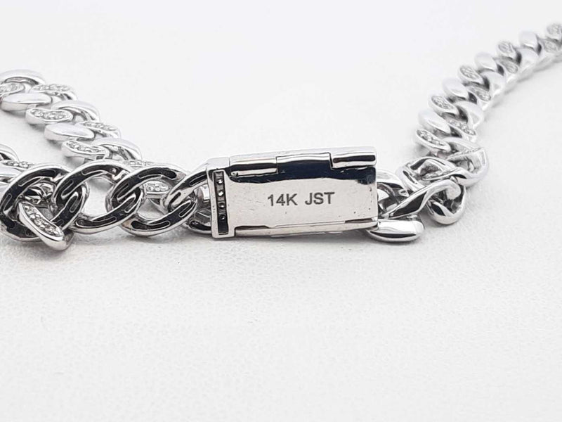 1.80 Cttw Diamond & 14k White Gold Curb Link Bracelet 12.1g 8 Inch Fw1025srxdu