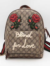 Gucci Gg Supreme Monogram Web Blind For Love Embroidered Backpack Eb0125cxzsa