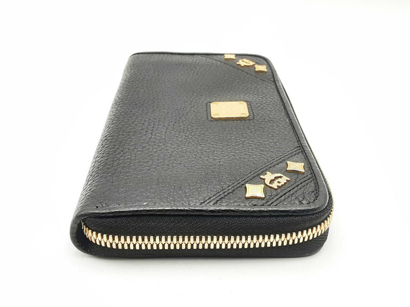 Mcm Zip-around  Black Leather Wallet Fw1024rxsa