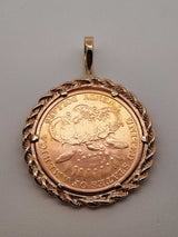 1887 Liberty Head $20 Coin 22k Pendant In 10k Yellow Gold Rope Bezel Setting 45.3 Grams Fw0526lrzxdu