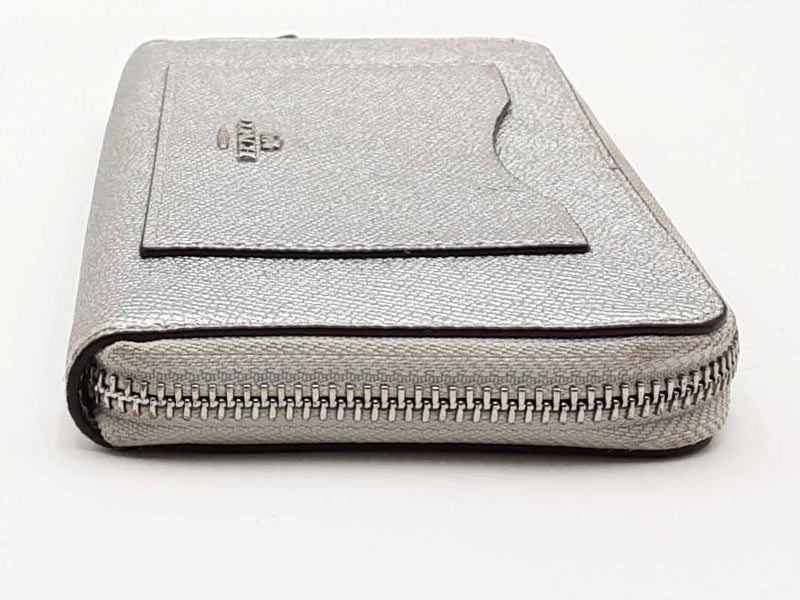 Coach Metallic Silver Crossgrain Leather Wallet Aa0626lzsa – Max Pawn