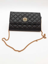 Versace Medusa Quilted Black Leather Wallet With Chain Eb0226oxzde