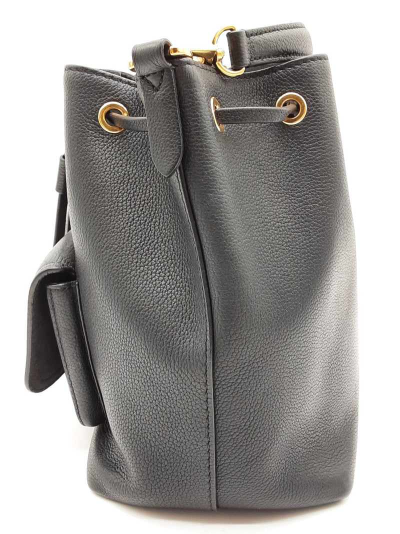 Louis Vuitton Lockme Black Leather Bucket Bag Do0425sxzde