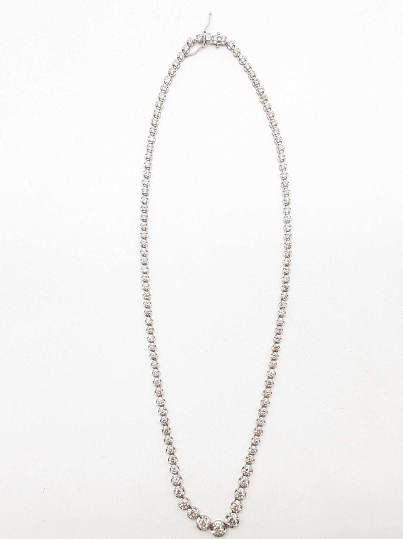 18k White Gold 14.8g 10cttw Diamond Tennis Necklace 18" Lh0125wxzxde