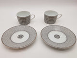 Hermes Mosaique Au 24 Gray Porcelain Cup Saucer Set 2 Do0426oxzde