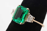 Green Gemstone & Lab Grown Diamond Ring 14k Yellow Gold 3.2g Size 7 Eb0926wxzsa