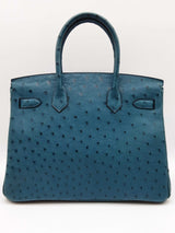 Hermes Birkin 30 Cobalt Blue Ostrich Palladium Hardware Handbag Do0825lexzxde
