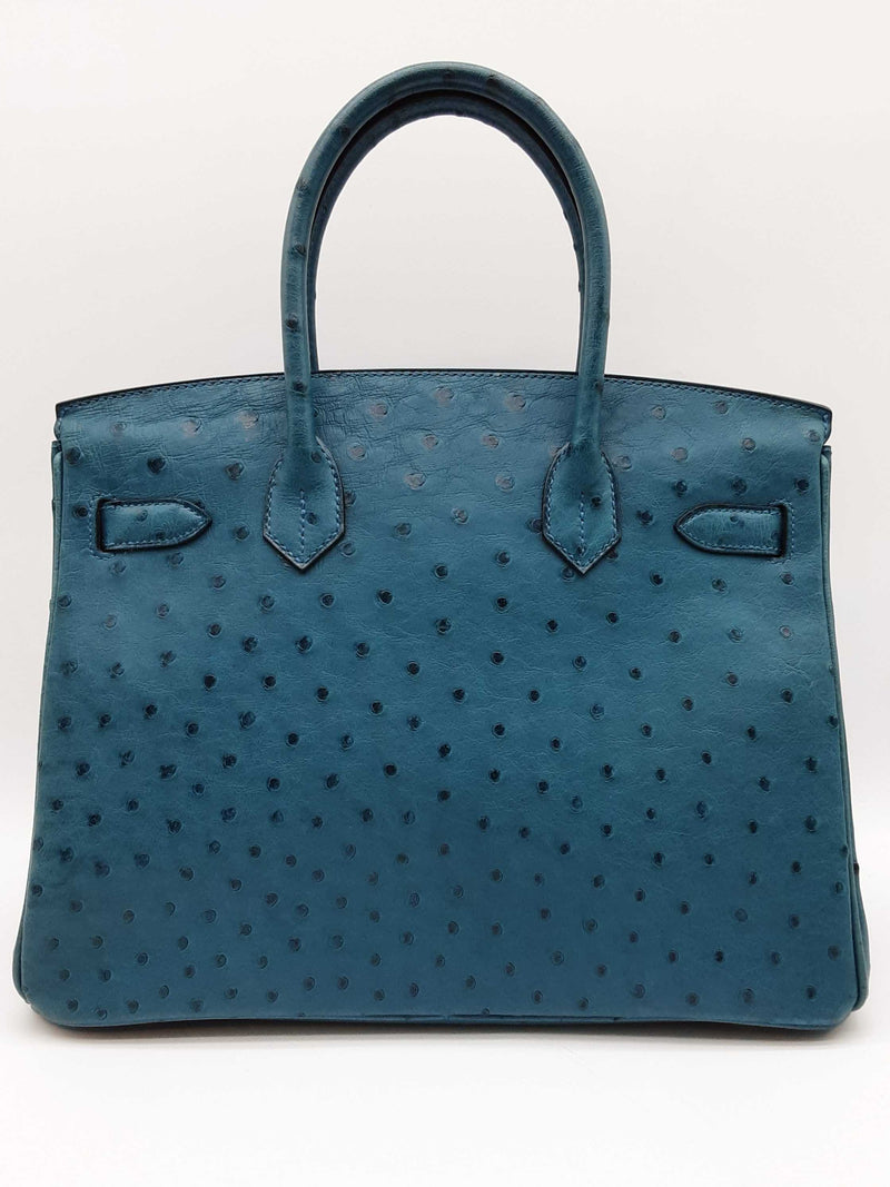 Hermes Birkin 30 Cobalt Blue Ostrich Palladium Hardware Handbag Do0825lexzxde
