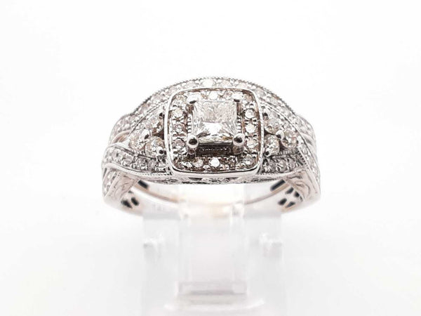 1.18 Cttw Diamond & 14k White Gold Bridal Set 5 Grams Size 8 Fw0925rrxdu