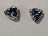 2.36dwt Trillion Blue Stone Earring White Gold 14k 1.3g Vc0726lrzmia