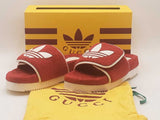 Gucci X Adidas Terry Cloth/ Leather Slides Red Size 13 Aa0525lcrsa