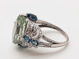 Green Quartz Center Stone 14k White Gold 6.4g Ring Size 8 Do0426wrxde