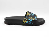 Gucci Ghost Slides In Star Print Black Rubber Size 12 Fw0926ixdu