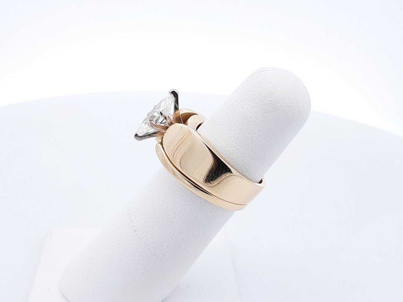 1.0 Ctw Marquise-cut Diamond & 14k Yellow Gold Engagement Set 11 Gram Size 5. 25