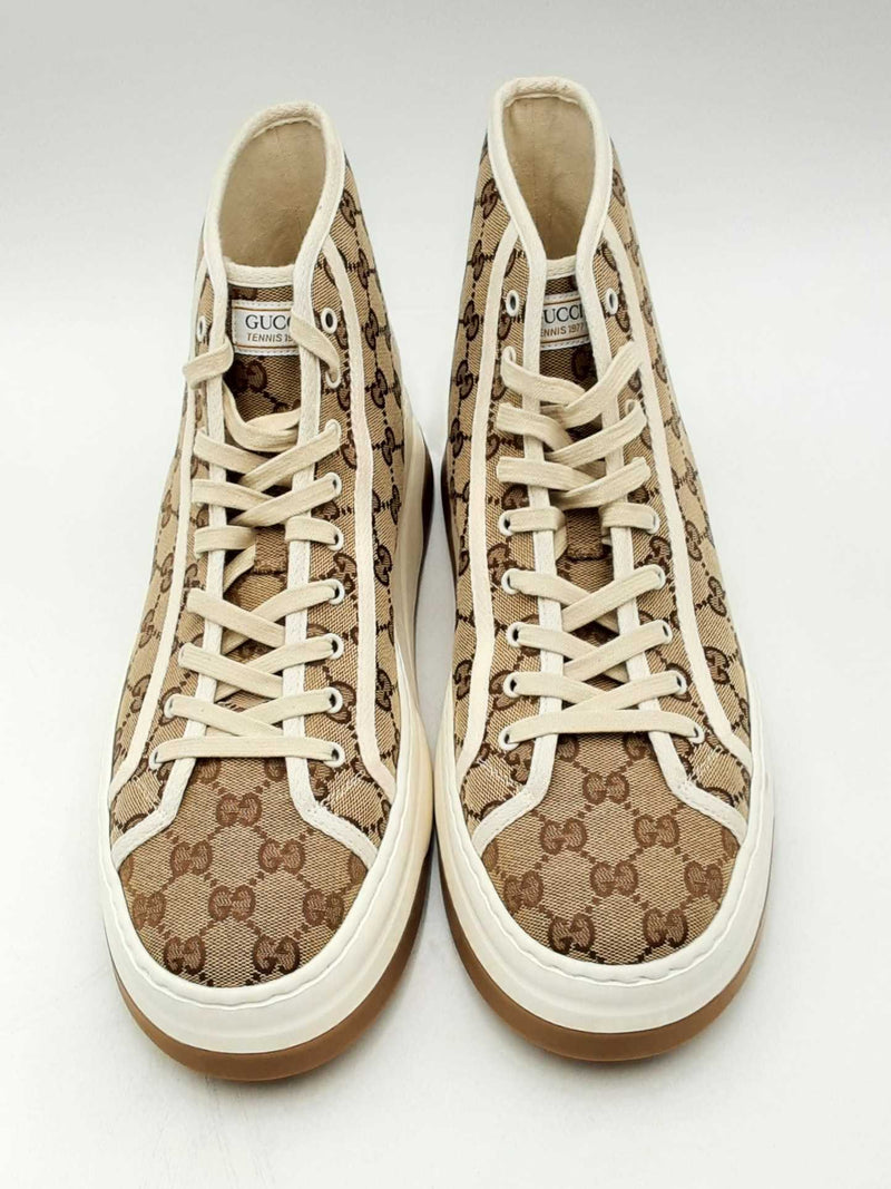 Gucci Tennis 1977 Gg Monogram Canvas High Tops Sneakers Size 13 Eb0924oxzsa