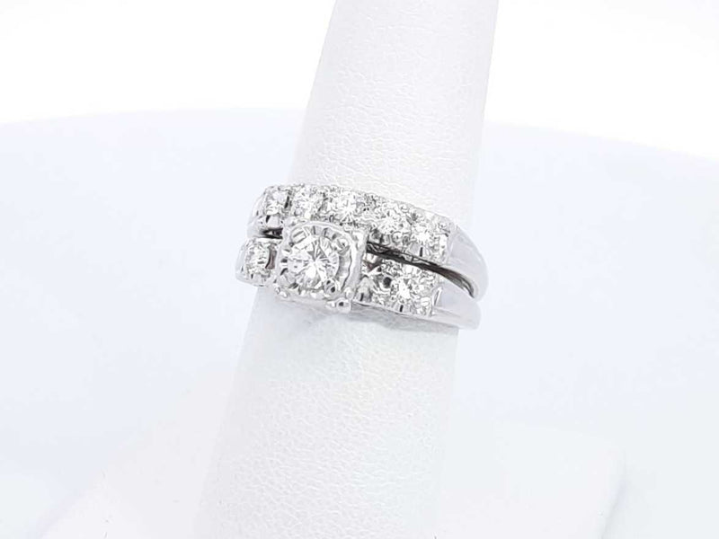 0.49 Cttw Diamond & 14k White Gold Bridal Set 7 Grams Size 7 Fw0325rzxdu