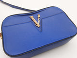Versace Virtus Camera Blue Grainy Leather Chain Crossbody Bag Do0625wrxde