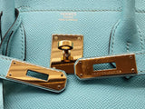 Hermes Birkin 30 Bleu Atoll Tiffany Blue Epsom Gold Hardware Handbag Do0125lpxzxde