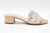 Rene Caovilla Crystal Embellished Nude Cinderella Mules Size 39 Eb1225lrxdu