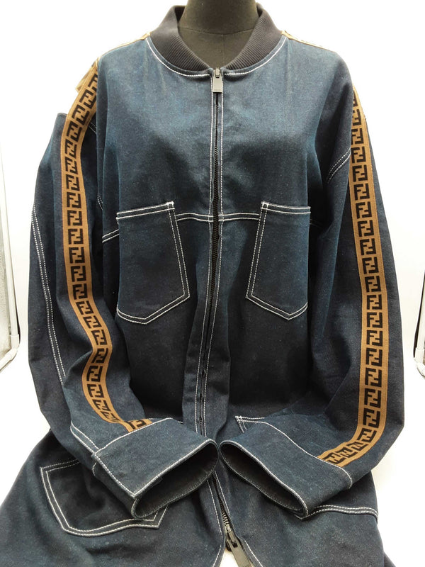 Fendi X Fila Denim Zip Up Trench Coat Size Italian 54 Do0925wxzde
