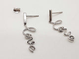 0.02 Cttw Diamonds 0.925 Silver 2.2g Love Dangle Stud Earrings Do0725lwde
