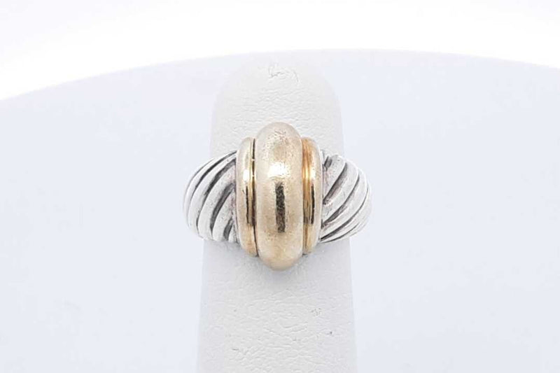 David Yurman 14k Yellow Gold & 925 Sterling Silver Cable Dome Ring 7.9g Size 3.75 Eb0325crsa