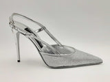 Dolce & Gabbana Silver Rhinestone Slingback Heels Size Eu 38 Fw1124lixsa