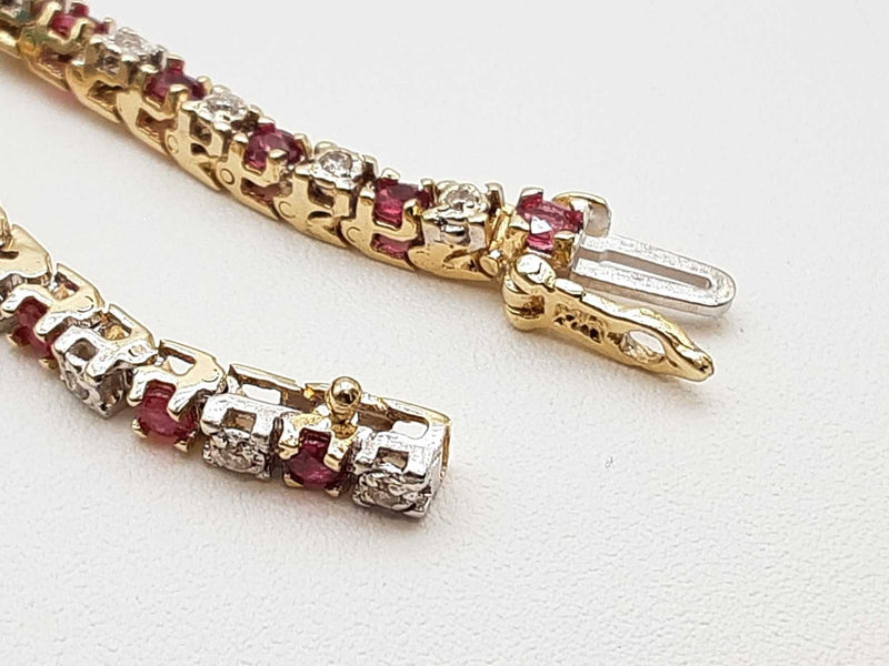 0.24 Cttw Diamonds 14k Two-tone Gold 8.6g Tennis Bracelet 5.75 In Do0325prxde