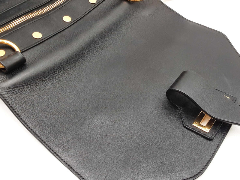Tom Ford Zipper Strap Black Leather Shoulder Bag Fw0824pcrdu