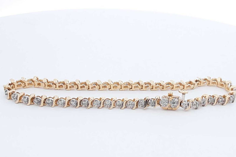 Diamond Tennis Bracelet In 14k Yellow Gold 6.8 Grams 7 Inch Eb1124lixdu