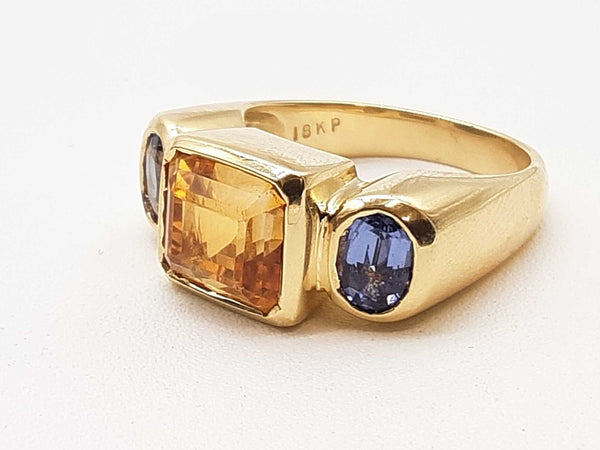 Synthetic Citrine Synthetic Tanzanite 18k Yellow Gold 12.3g Ring Size 7 Do0525exzde