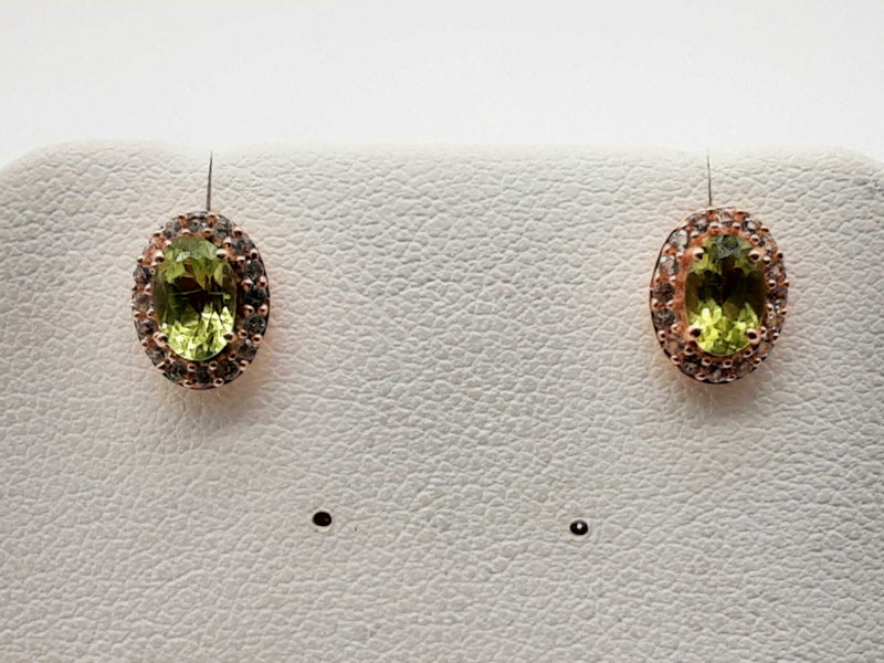 Approx. 0.60 Ctw Synthetic Peridot 10k Rg 1.4g Stud Earrings Do0724irde