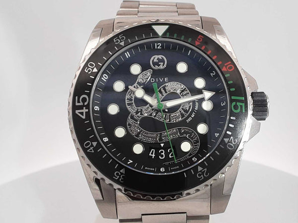 Gucci Dive 45mm Stainless Steel Black Dial Quartz Watch Aa0525oxzsa