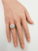 3.99 Cttw Diamond & 18k Gold Double Halo Ring 5.8 Grams Size 6 Fw0326lxzxzdu