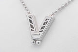 Diamond Letter V Pendant Bolo Necklace In 18k White Gold 16.9 Grams Eb0226lorzsa