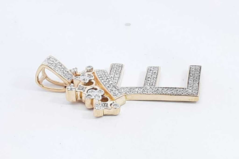 Diamond Crown E Pendant In 10k Yellow Gold 3.6 Grams Eb1024lpxsa