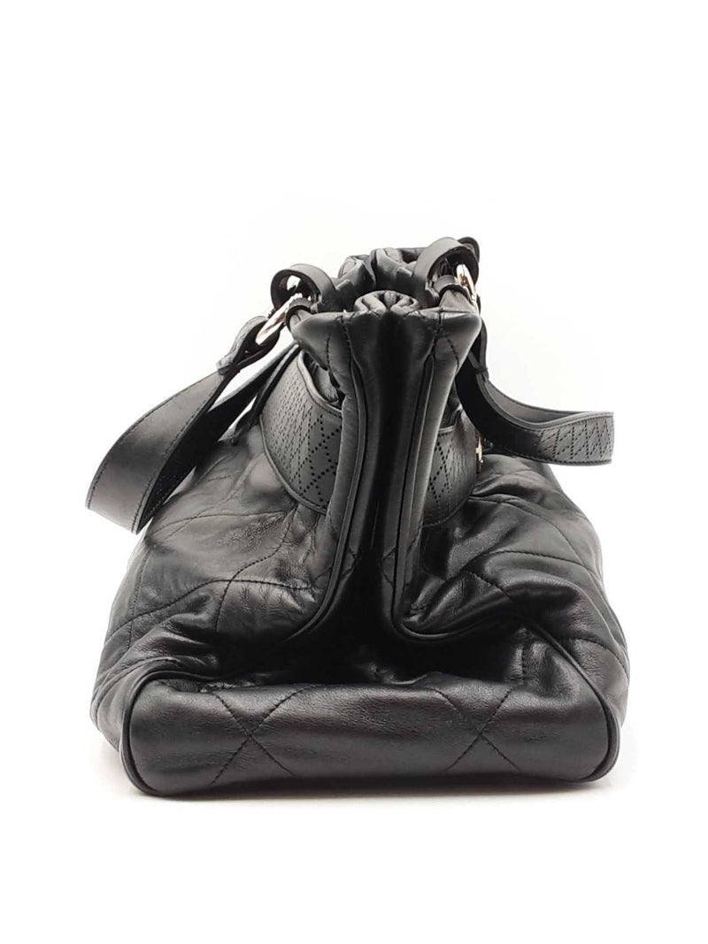 Chanel Mademoiselle Door Latch Tote In Diamond-quilted Black Leather Fw0925rxzdu