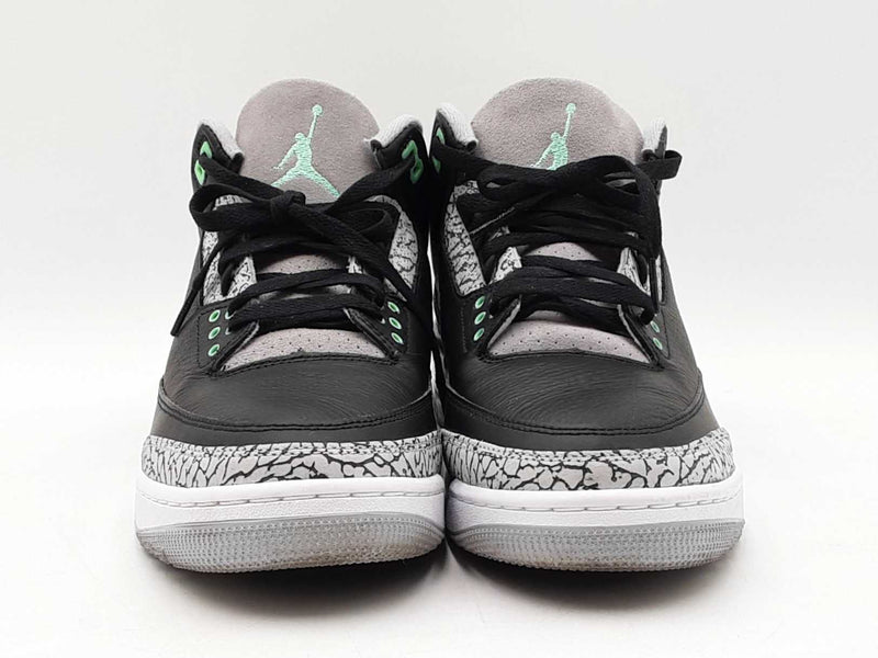 Nike Air Jordan 3 Retro "Green Glow" Black Leather Sneakers Size 11 Fw0825ezdu