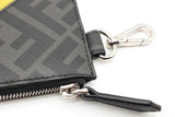 Fendi Ff Diagonal Black & Yellow Stripe Coin Pouch Keychain Wallet Eb0826crde