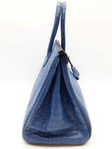 Hermes Birkin 35 Bleu Brighton Blue Matte Croc Palladium Handbag Do0325oexzxde