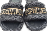 Christian Dior Raffia Embroidered Dway Mules Size 7.5 Eb0925sxdu
