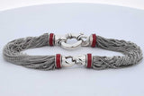 Tiffany & Co. Sterling Silver Red Enamel Multistrand Chain Bracelet Eb0926wxzde