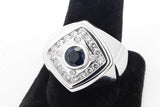 Diamond & Blue Gemstone Ring In 14k White Gold 16.7 Grams Size 14.25 Eb0926srxsa
