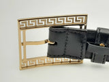 Versace Black Leather Belt With Gold-tone Greca Accent Buckle Fw1224rxsa