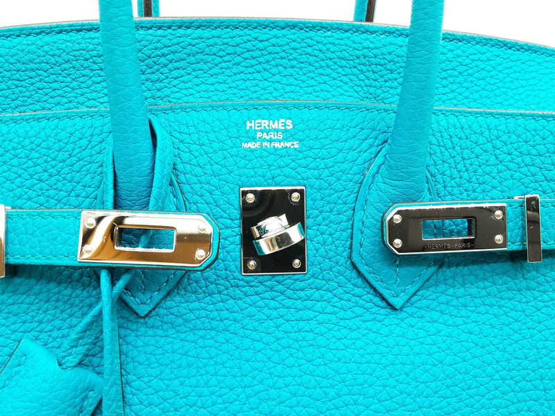 Hermes Birkin 25 Bleu Zanzibar Blue Togo Palladium Handbag Do0825lirxzde